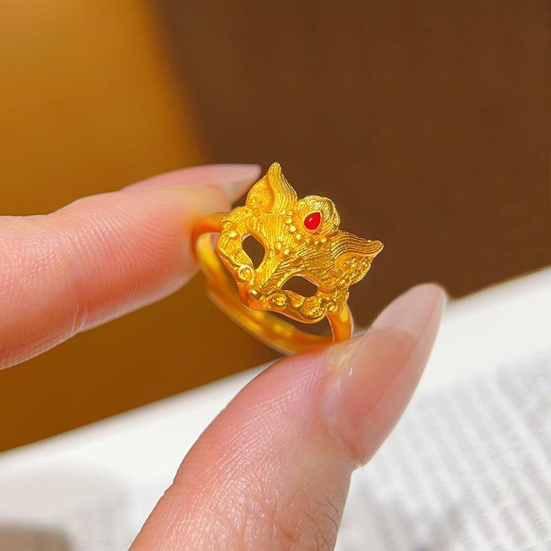 

Кольцо-маска лисы с золотым покрытием для женщин - Роскошный, нишевый, высококлассный аксессуар Adjustable Open