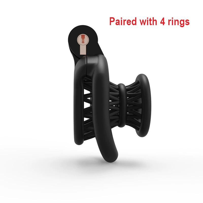 2025 New Male Negative Chastity Cage 4 Colors Cock Cage Abstinence Control Sissy Penis Lock with 4 Size Rings Adult Products