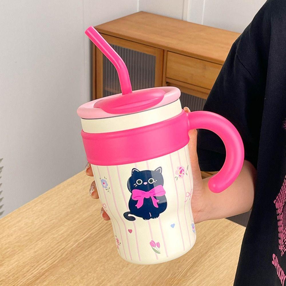 Leak Proof Insulation Cup Portable Water Bottle Drinkware Cat Thermos Cup  Travel