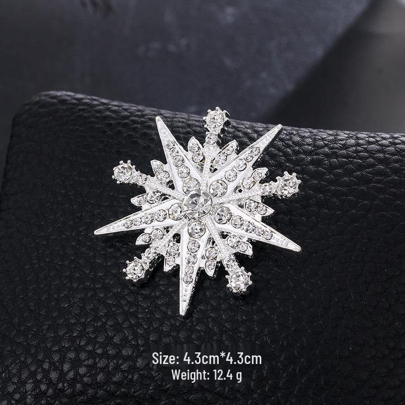 Elegant Rhinestone Eight-Pointed Star Brooch - Unisex Fashion Accessory
