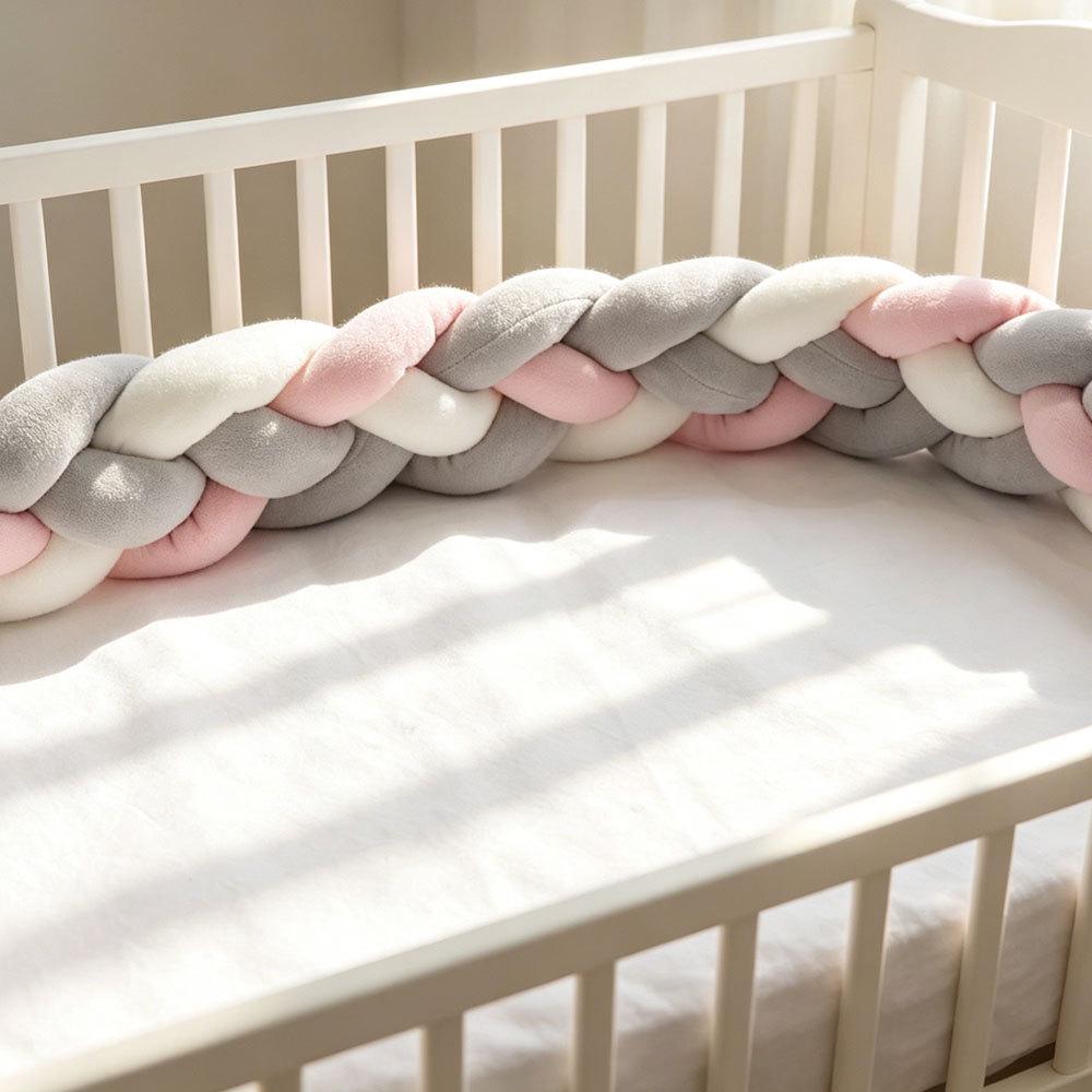 Handmade Four-Strand Fishtail Braid Crib Bumper and Children's Bed Guardrail Pillow Decoration