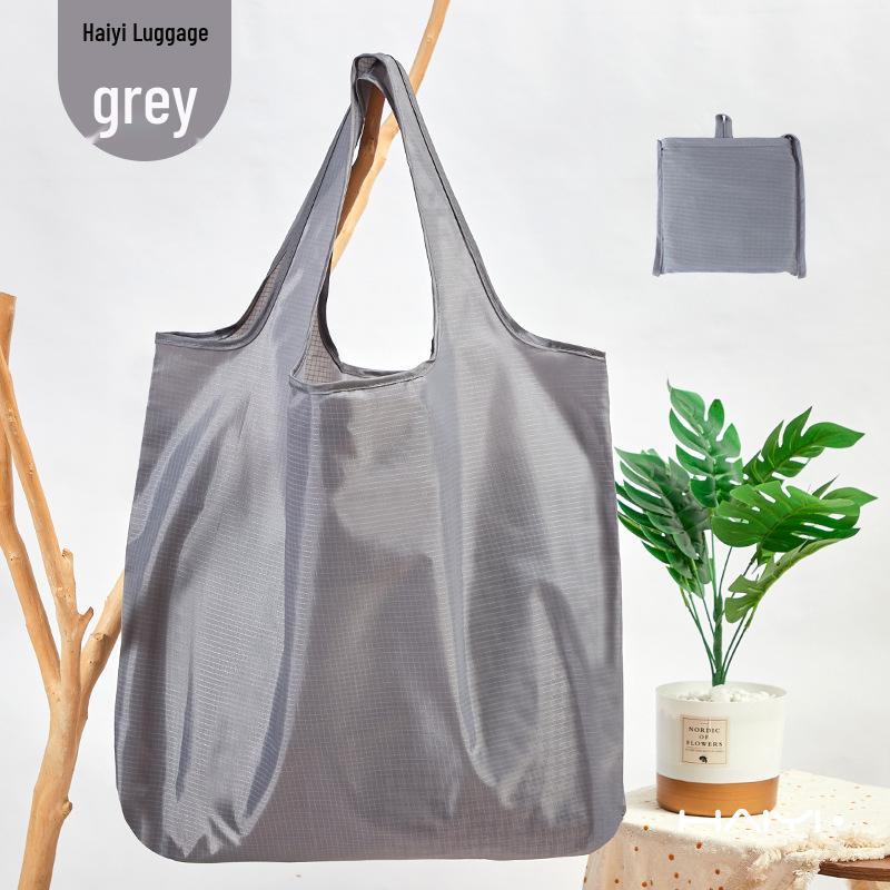 Large Capacity Foldable Waterproof Tote Bag - Solid Color Eco-friendly Oxford Cloth for Grocery Shopping