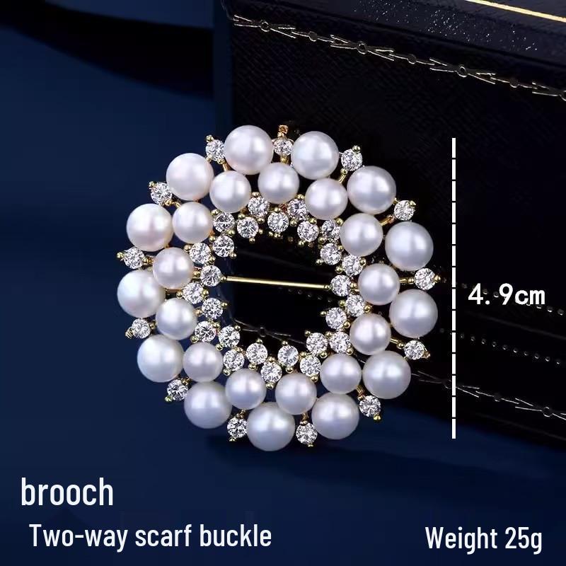 Korean Micro-Pave Pearl Brooch: High-End Floral Scarf Buckle & Corsage for a Luxurious Style