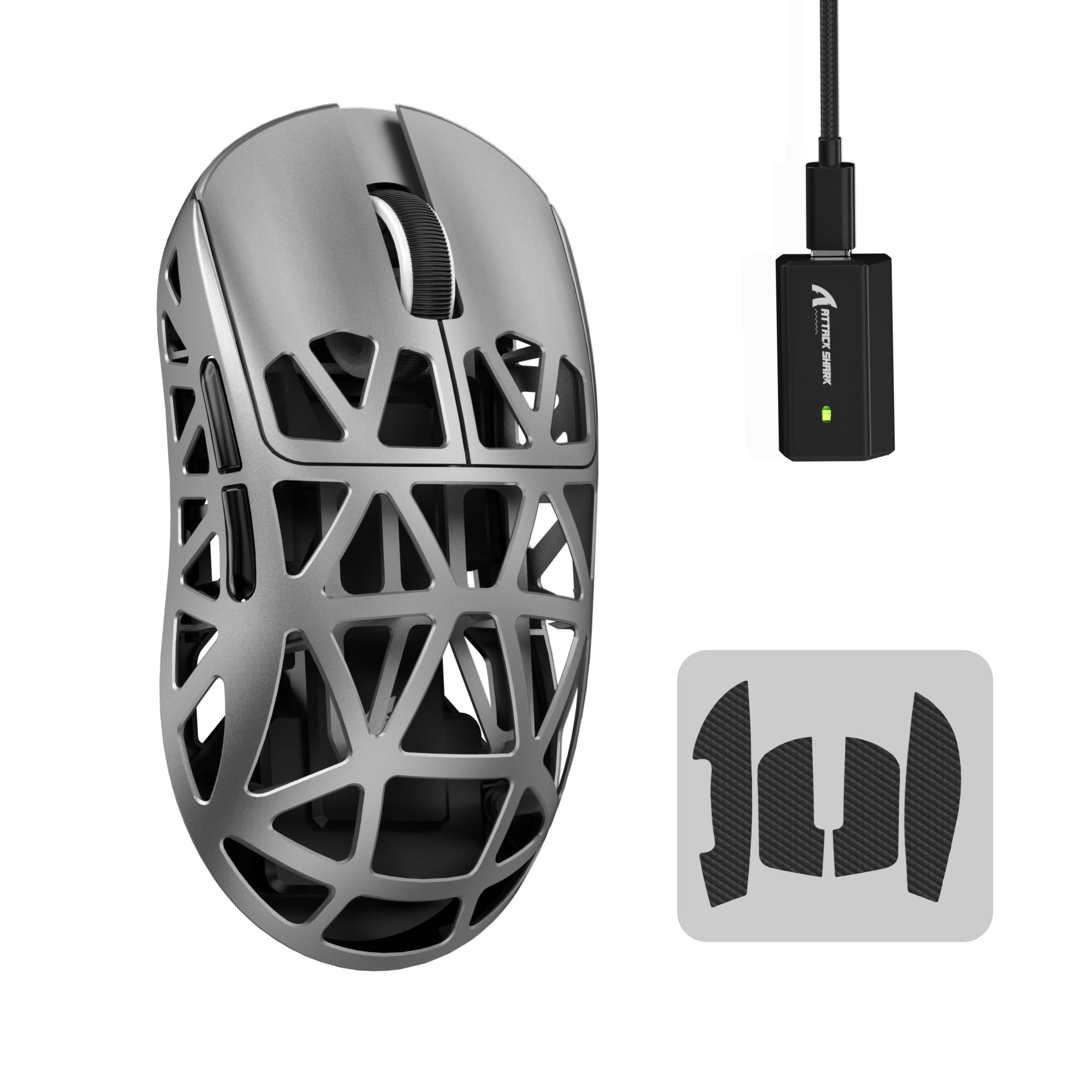 

MAMBASNAKE x ATTACK SHARK R2 Magnesium Alloy Gaming 8K Mouse with PixArt PAW3950 Optical Dual 42000 50G 750 Optical Online Approval Mouse, Sensor, срібний