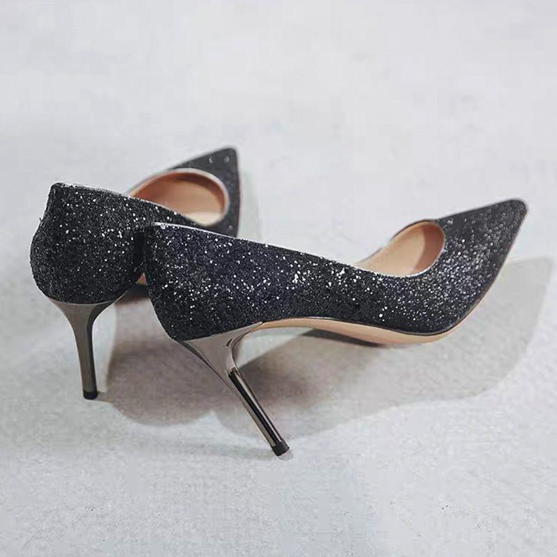 

Новые черные туфли с красной подошвой для женщин 2024 года, корейская версия легких туфель на шпильке с высоким каблуком, стоять долгое время не утомительно, рабочая обувь 34