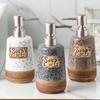 Keramik Seifenspender Pumpflasche für Shampoo Lotion Nachfüllbarer Flüssigkeitsbehälter