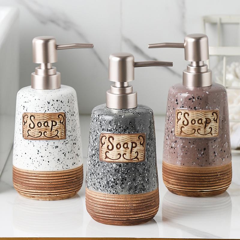 Keramik Seifenspender Pumpflasche für Shampoo Lotion Nachfüllbarer Flüssigkeitsbehälter