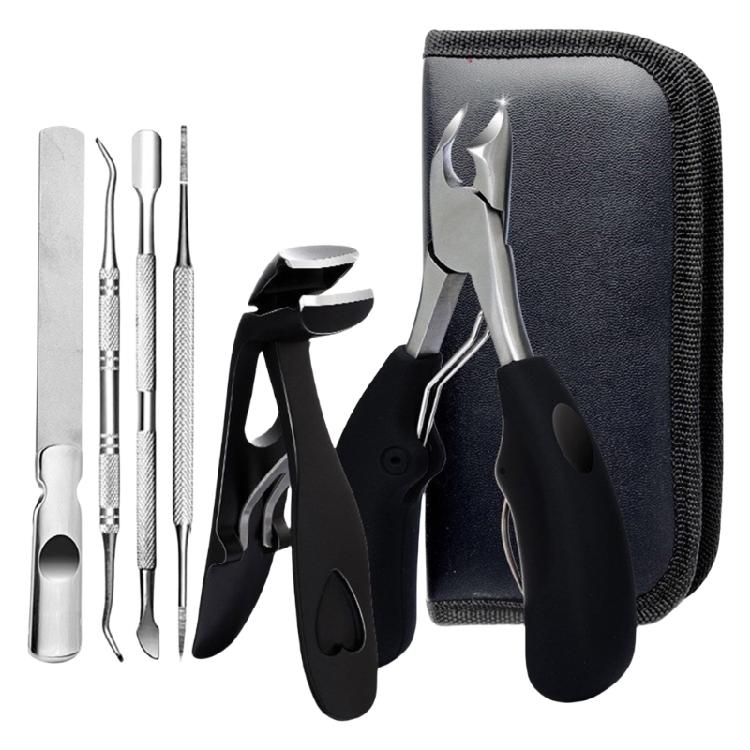 

6x/Set Wide Jaw Opening Nail Clippers Angled Head Fingernail Clippers Toenails Trimmer Manicure and Pedicure Kits чорний