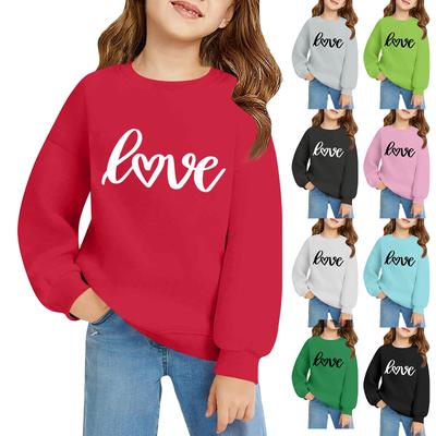 Kids' Long Sleeve Loose Pullover Letter Printed Round Neck Sweatshirt