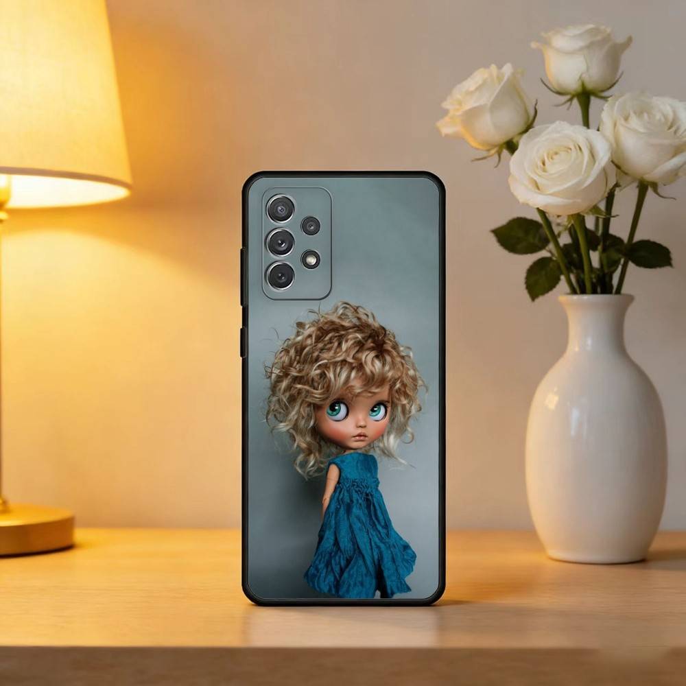 Fashion Doll Blythe Phone Case For Samsung Galaxy A73,A72,A71,A70,A53,A52,A51,Soft Silicone Black Cover