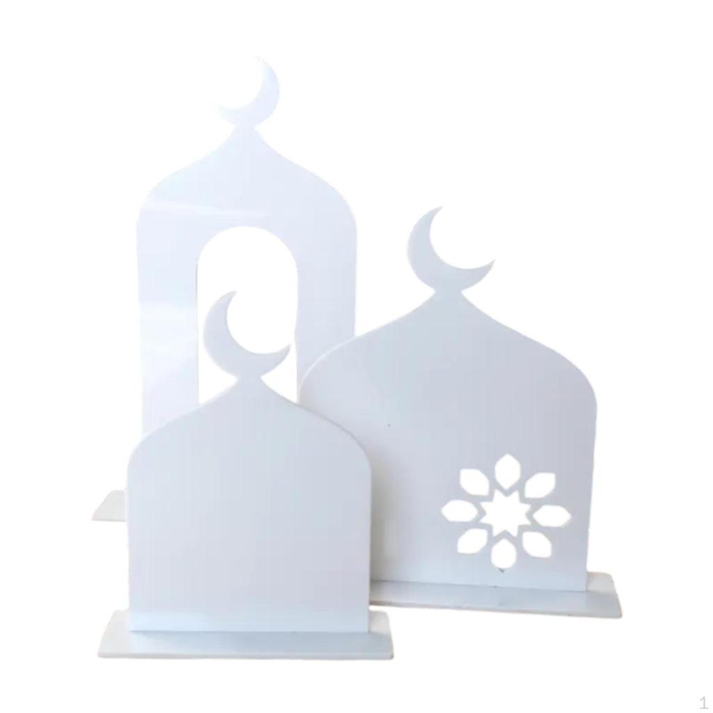 3 Acrylic Ramadan Decorations Flat Ornament for Table Eid Mubarak Display