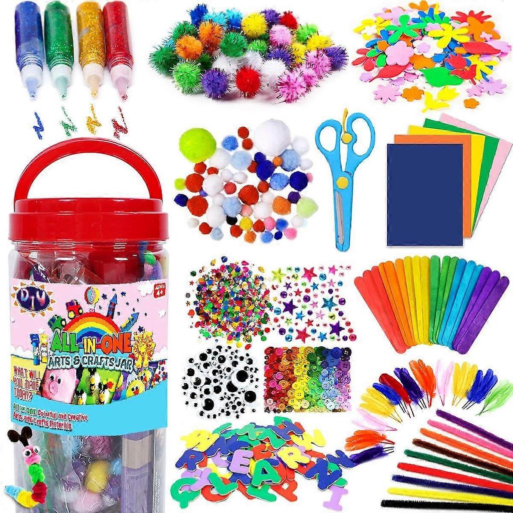 Arts and Crafts Supplies for Kids - Craft Art Supply Kit for Toddlers Age 4 5 6 7 8 9 - All In One D.I.Y. Crafting School Kindergarten Homeschool Supp