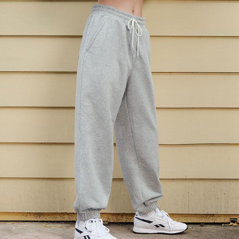 Reebok Casual Minimalist Fashion Retro Solid Color Knitted Sports Pants Unisex Bottoms Gray 23RMF603UGG4