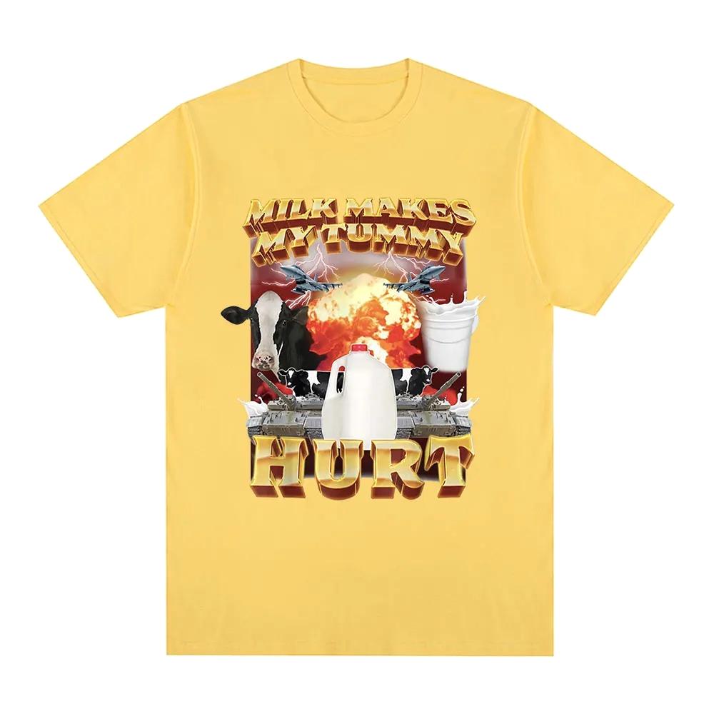

Milk Makes My Tummy Hurt Tshirt Lactose Tolerant Funny Meme Graphic T Shirt Women Fashion Vintage Hip Hop Short Sleeve Clothing 4XL