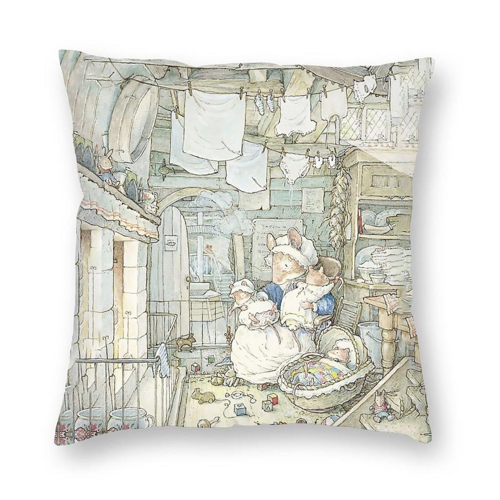 Poppy And Her Babies Sit By Fire Pillowcase Polyester Linen Velvet Printed Zip Decor Throw Pillow Case Home Cushion Cover x