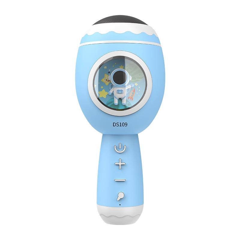 Microfono Bluetooth Wireless Mini Microfono Cartone Animato Altoparlante Microfono Tutto-in-uno Cambia Voce Altoparlante Luce Colorata Portatile Casa KTV