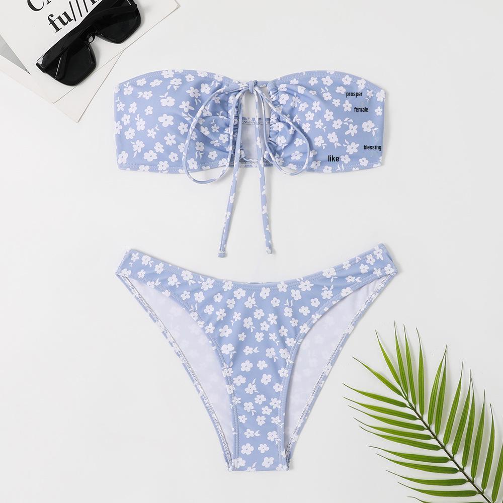 2023 Floral Print Cross-Strap Women's Two-Piece Bikini