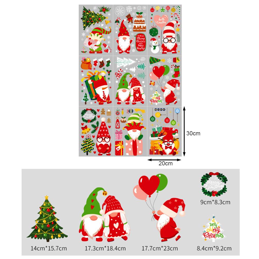 1 Set Of Christmas Dwarf Window Stickers Static Clings For Window Glass Door Decoration Scene Layout
