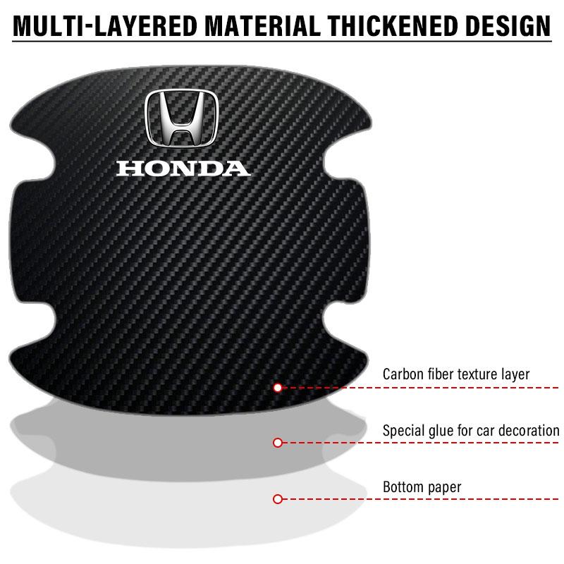 4PCS Car Door Handle Protection Sticker Emblem Car Decoration Styling For Honda Fit Mugen Insight Type S R VTEC DOHC Modulo Vezel Legend RR Si