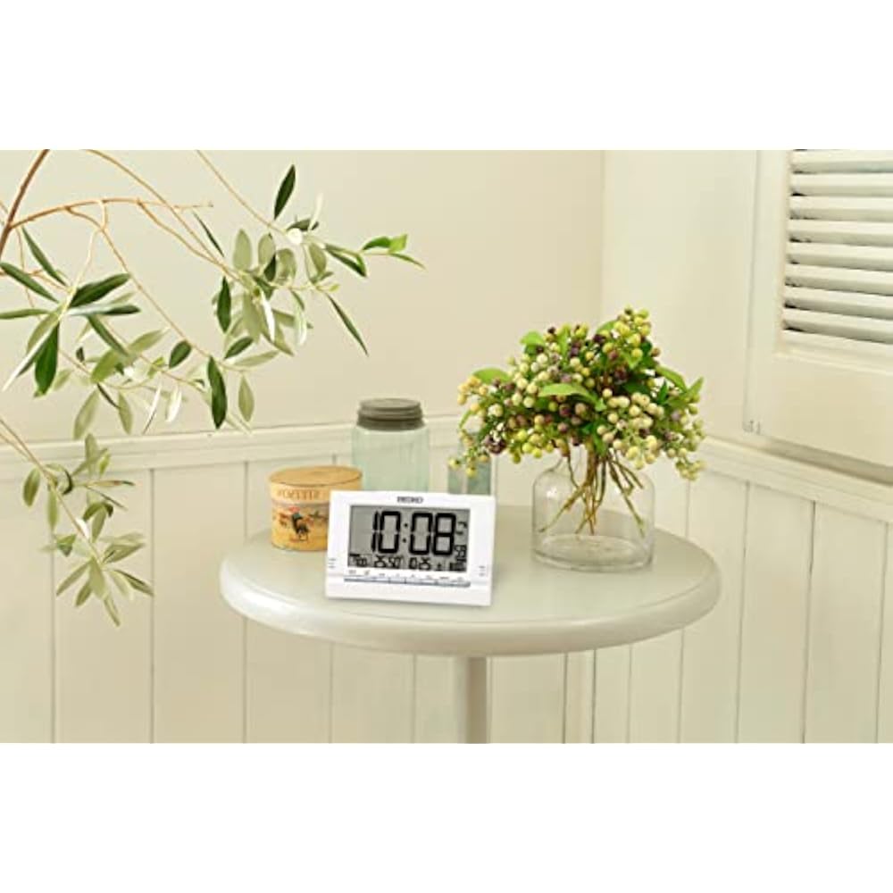 Seiko SQ323W Alarm Clock Table Clock Digital Radio Controlled White 112 x 173 x 54 mm