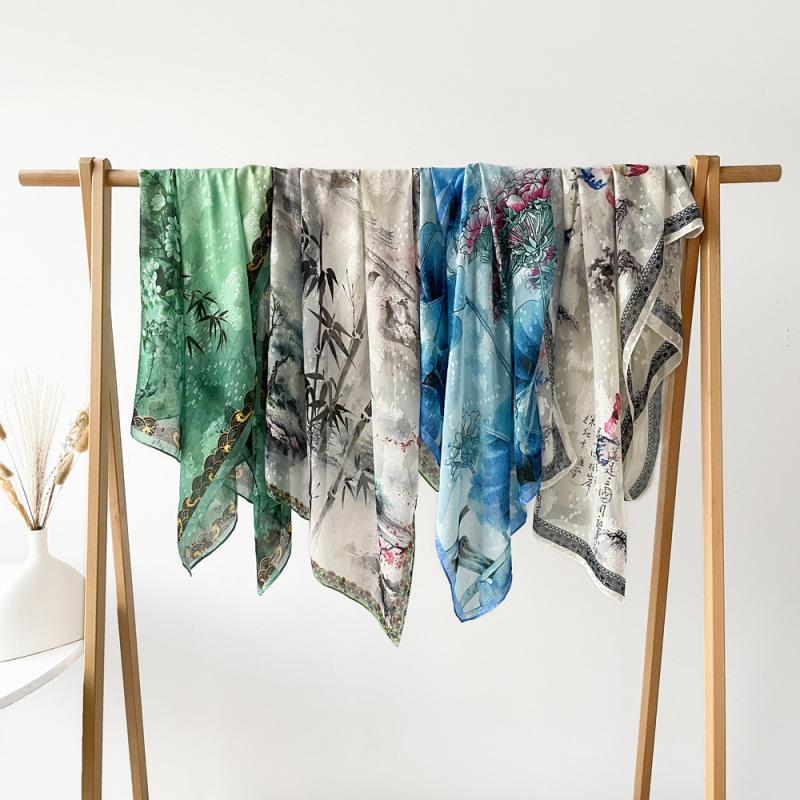 Women's Big Shawl Chinese Style Hollow Flower Cut Scarf Suzhou Garden Print Shawl High-quality Sun Protection Scarf Scarf