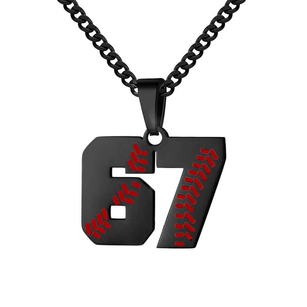 Unisex Stainless Steel Basketball, Rugby, And Baseball Player Number Pendant, Chunky Chain, Sports Humorous Decorative Necklace