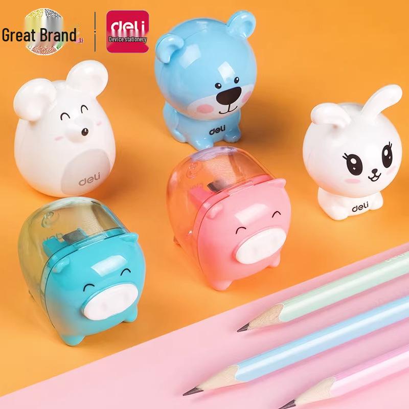 Deli Cartoon Cute Manual Pencil Sharpener for Kids - Plastic Student Stationery