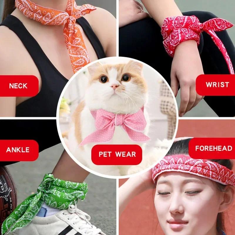 1Pcs Cool Scarf Neck Wrap Cooling Bandana Sports Scarf Instant Cooling Outdoor Sports Headband Chill Ice Sports Towel Wristband