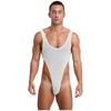 Herren Durchsichtiges Netz Ärmellos Offener Rücken Beutel Hoher Beinausschnitt Einteiler Bodysuit Jumpsuit