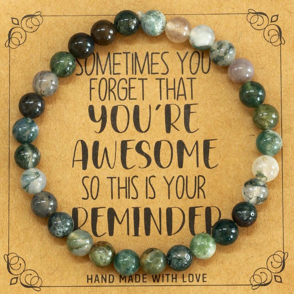 European 6mm Natural Agate Crystal Beaded Bracelet - Handmade Elastic Cord Jewelry for Women