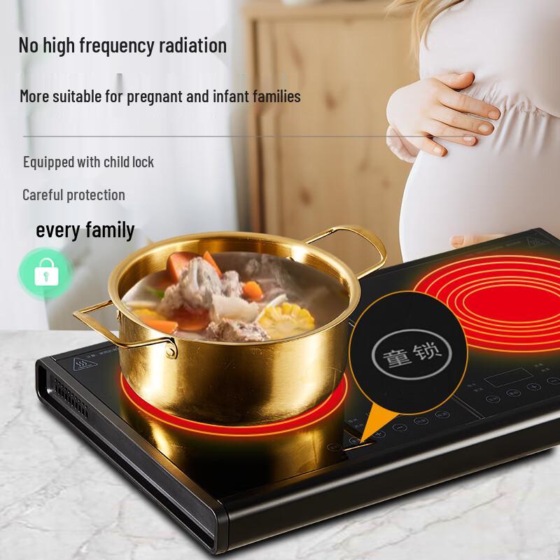 Nordic Home 3500W Dual Hob Ceramic Cooktop CN plug (adapter included)