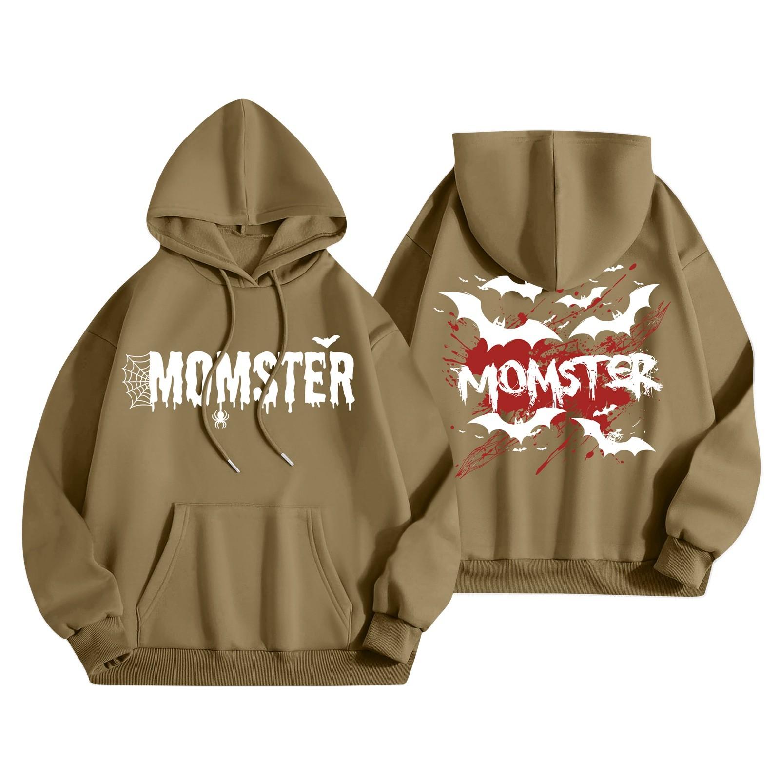 

Женская мода, легкий женский свитер с длинными рукавами и карманами, толстовка с капюшоном и принтом на Хэллоуин L