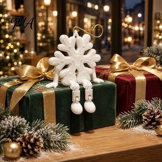 Customizable Christmas Tree Pendant 3D Printed Snowflake Pendant, Movable Joint Hanging Ornament for Holiday Ornaments Decor, Articulated Figurine