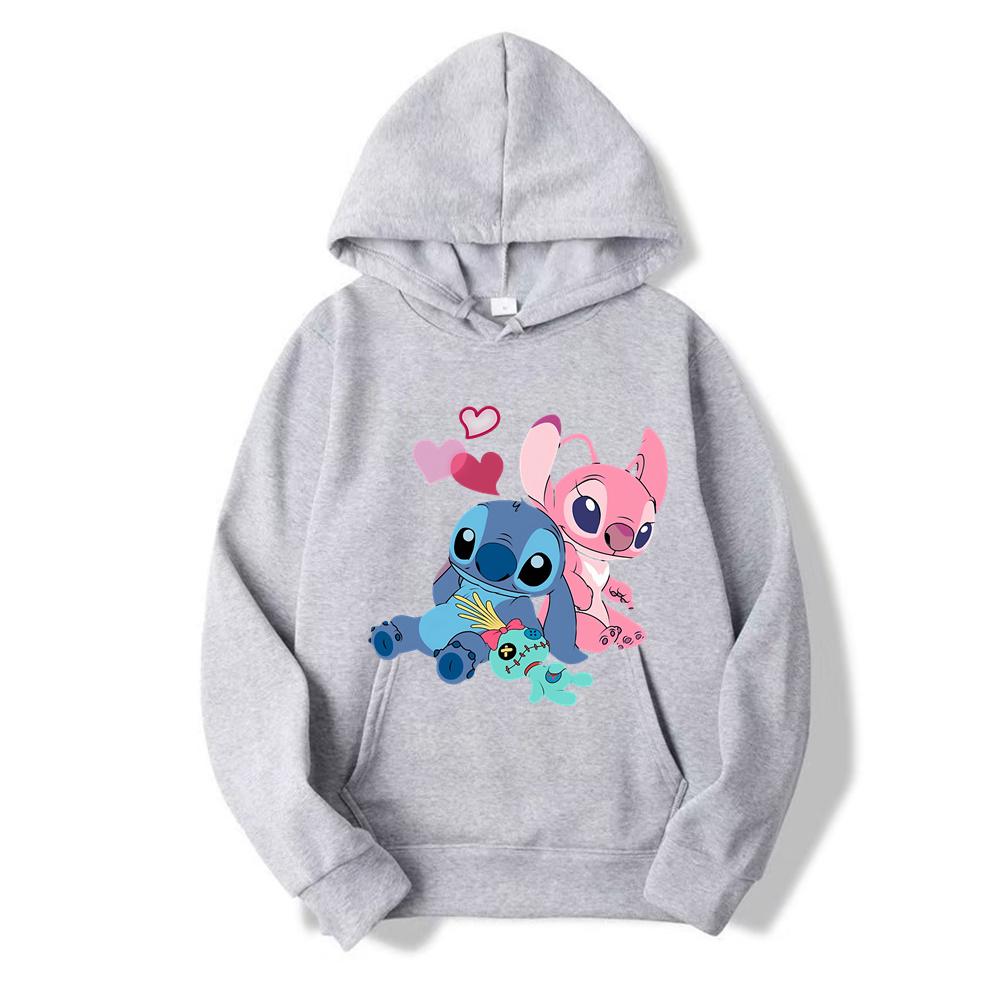 2024 New Couples Disney Stitch Spring And Autumn Sweater Long Sleeve Hooded Sweater Loose Casual Coat For Women And Men Clothing