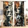 2pcs Retro poster style Printed Curtain for Home Decor - Rod Pocket Window Treatment for Bedroom, Office, Kitchen, Living Room,