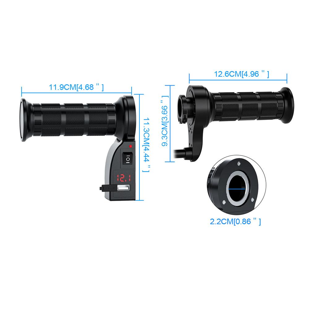 Universal Motorcycle Heated Grips 22mm Molded Grips ATV Heaters Temperature Control Hot Handlebar with USB