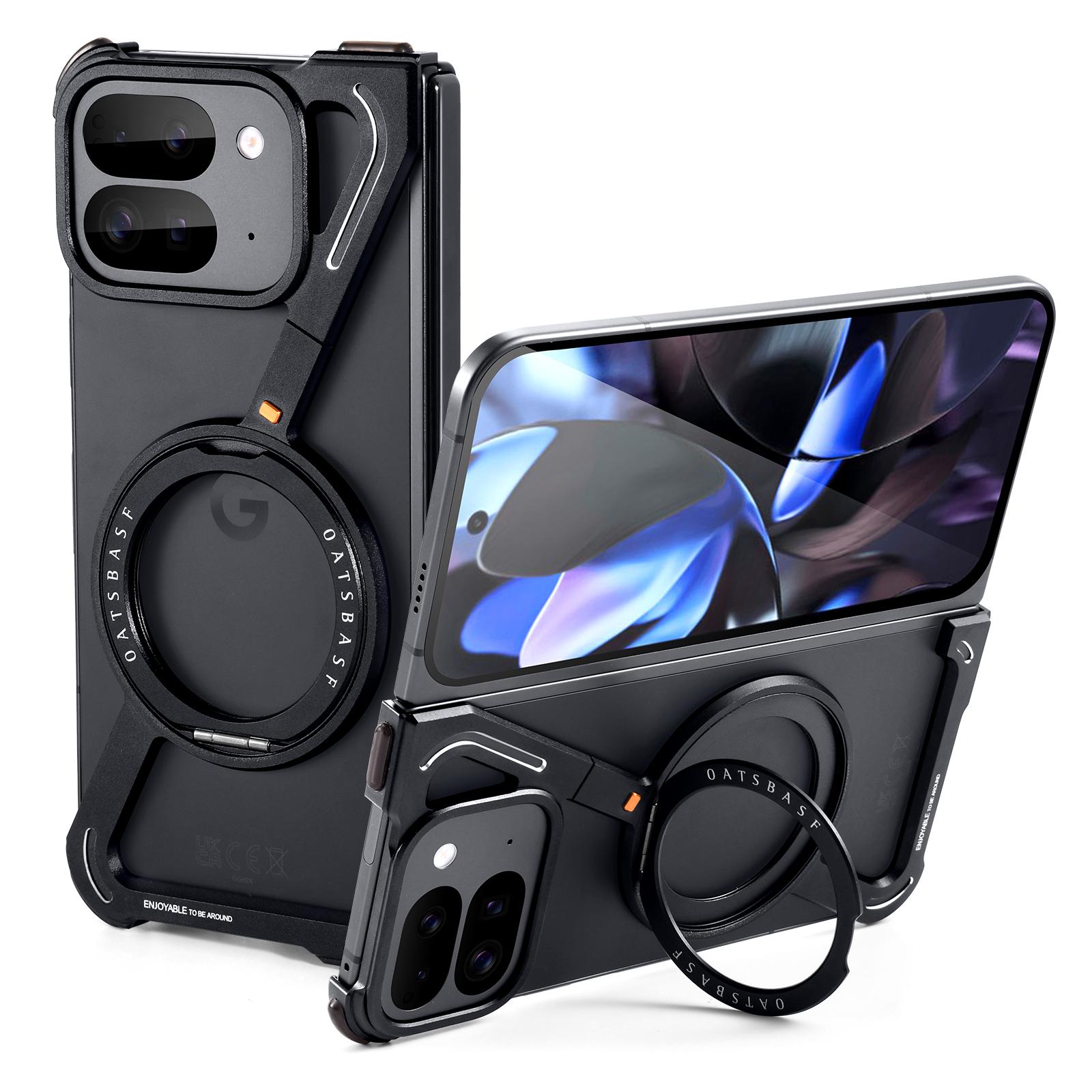 

Oatsbasf Frameless Z Case for Google Pixel 10 / 9 Pro Fold Drop-Protection Cover Metal Phone Bumper Case with Magnetic Kickstand aluminum&Google Pixel 9 Pro Fold чёрный