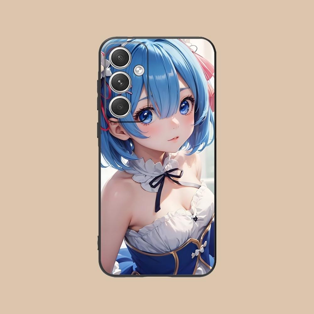 Re Zero Rem Girl Mobile Cell Phone Case for Samsung Galaxy S24 S23 S22 S21 S20 S10 S9 Plus FE Ultra Lite Black Phone Cover Shell