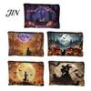 Witch Pumpkin Pattern Bag Storage Bag, with Smooth Zipper, Thickened Polyester Large Capacity Cosmetic Halloween Printed Pouch Reusable