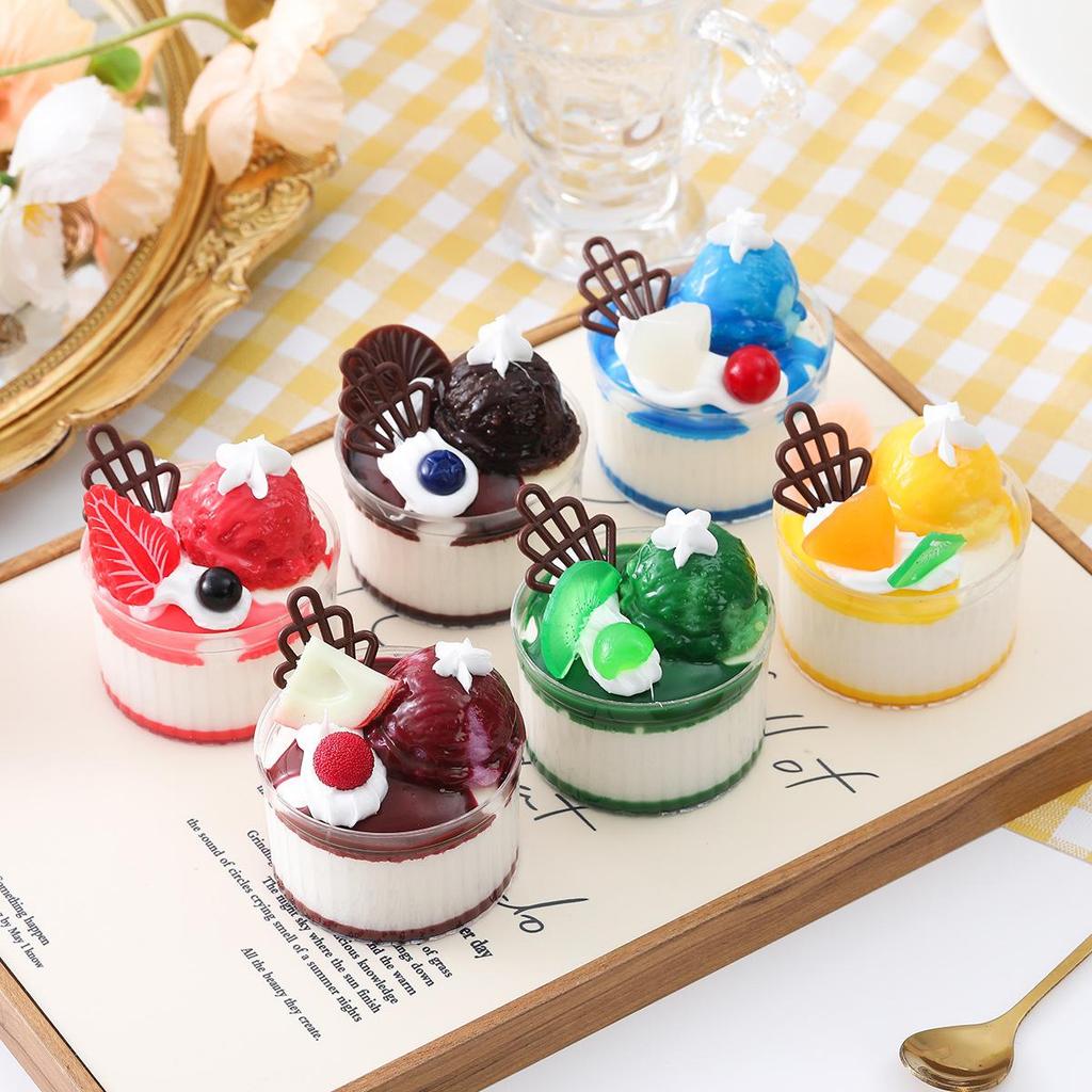 Simulation Fruit Swiss Roll Cake Towel Dessert Model Food Photography Props Decoration Refrigerator Sticker 6pc/lot