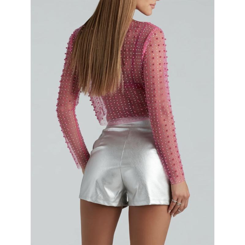 Women's Summer Mesh Rhinestone Sexy Top