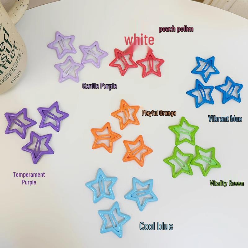 Y2K Dopamine Color Pentagram Small Hair Clip for Women & Kids - Cute Bangs & Side Hair Accessory