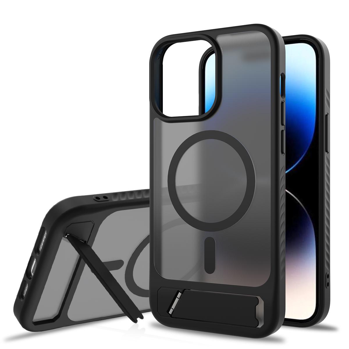 

Stand Holder Matte Phone Case for Magsafe Mag Safe Iphone 16 E 15 Pro 14 Plus 13 Pro Max 12 14Pro 13Pro 16Pro 15Pro Magnetic Stand Phone Cover iphone 16 pro max чёрный