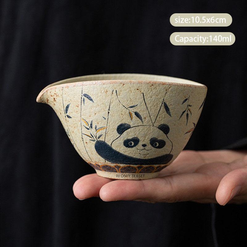Chinese Tradition Ceramic Fair Cup Tea Strainer Panda Bamboo Leaf Teacup Tea Water Separation Tools Handmade Tea Set Accessories