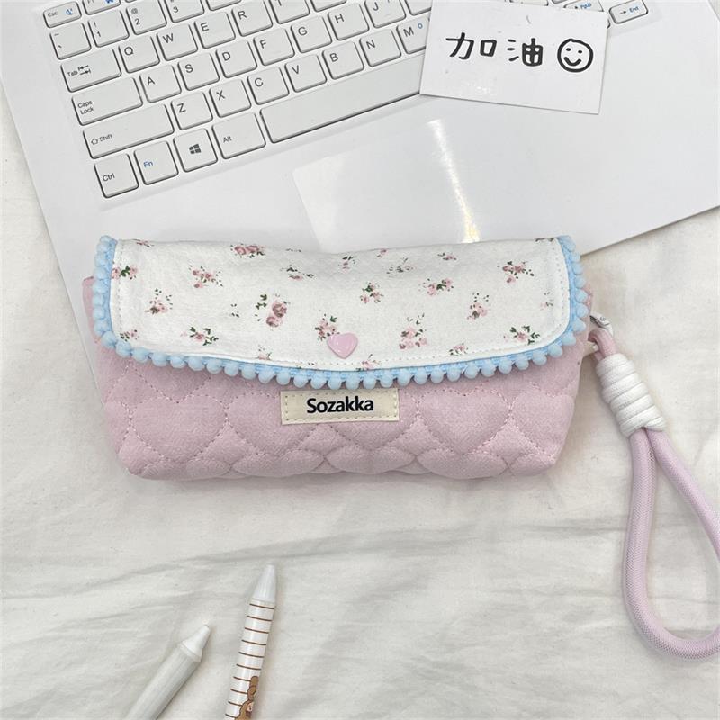 

Милый цветочный пенал со шнурком, сумочка, девчачья косметичка, большая вместимость, портативная сумка для хранения, студенческая сумка для канцелярских принадлежностей, подарок