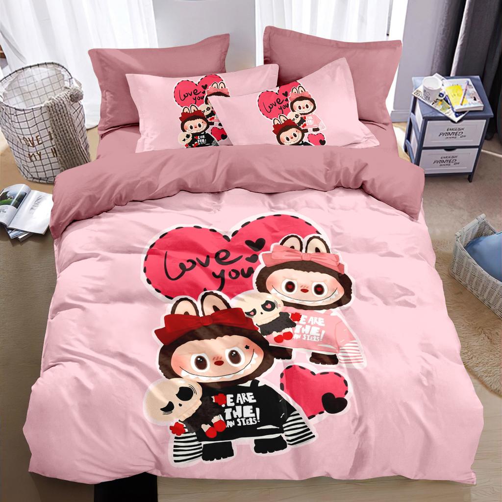 Niedliche Cartoon bubu Bettwäsche 2/3-teiliges Schlafzimmer-Set, Kindergeschenk Jugendliche Erwachsene Mikrofaser Doppelbett Einzel-/Doppel-/Queen-/King