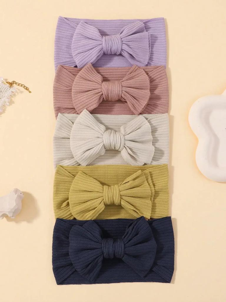 5pcs/set Cute Bows Baby Girls Headbands Elastic Soft Nylon Newborn Head Wrap Tie Turban Infant Headwear Kids Hair Accessories