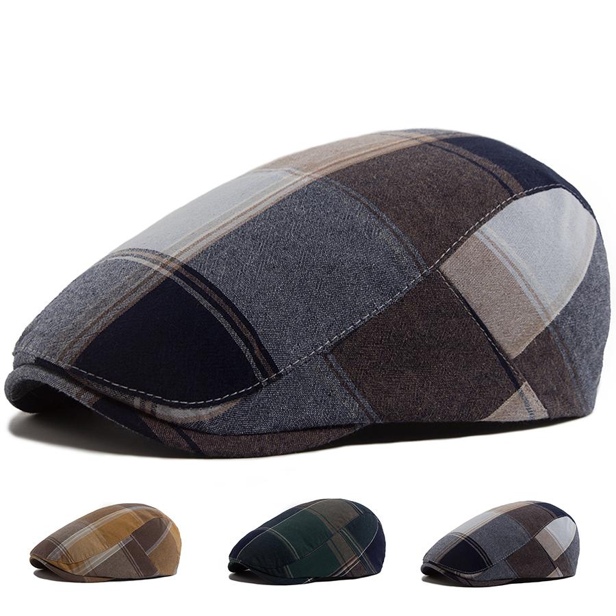 New Vintage Plaid Beret Men Women Visor Flat Cap Summer Thin Retro Soft Top Newsboy Hat Casual Female Berets Boina Adjustable