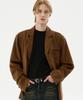 Trillion Suede Elbow Patch 3-Button Blazer Jacket [Brown]