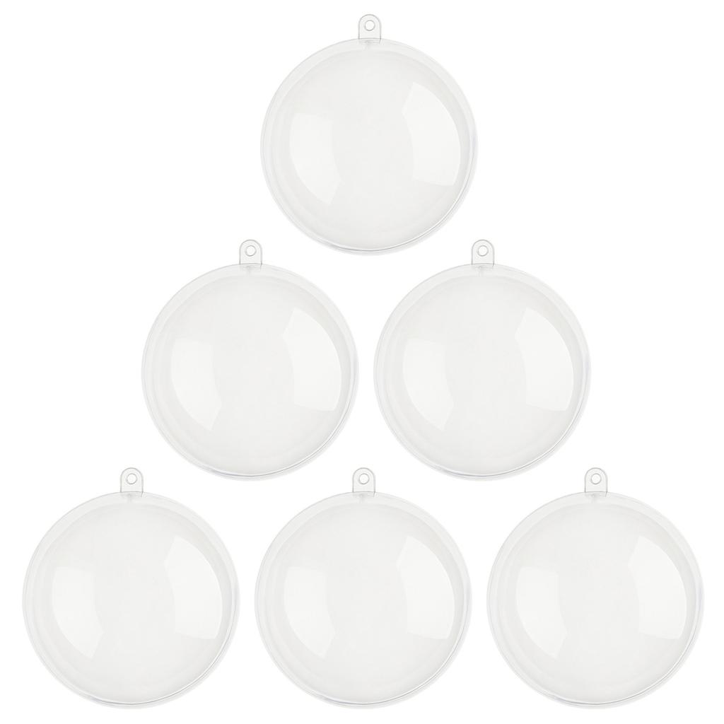 6 Pieces Clear Plastic Craft Ornaments Customizable Christmas Baubles for Tree Decoration Seasonal Displays Accessory